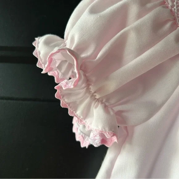 ANAVINI Hand Smocked Light Pink Dress With Crosses Baby Girls Size 9 Months - Picture 3 of 9